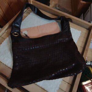 Prizie Espresso Brown Woven Leather Hobo Bag | Intrecciato Style